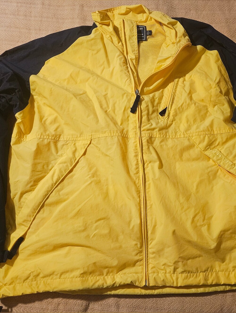 Vintage 90s Ralph Lauren Yellow and Navy Lightweight Windbreaker Jacket